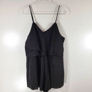 LIRA black ribbed sleeveless blouson pull on shorts romper